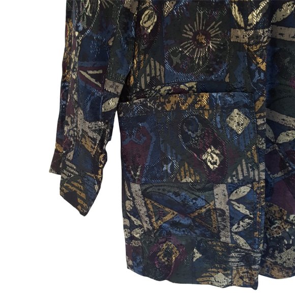 Vintage 80's Samantha David Women's L Metallic Blazer Jacket Shoulder Pads - Picture 4 of 13